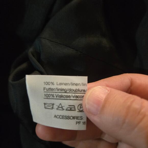 Louis Féraud Navy Linen Blazer Contrast Collar Women’s Size 10 - Picture 5 of 8